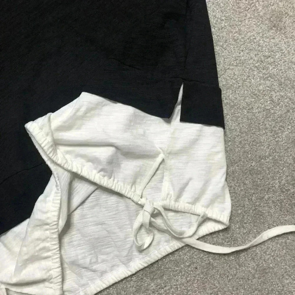 Lisa Todd Shirt Black and White Short Sleeves Cotton Drawstring Relaxed - Picture 6 of 9